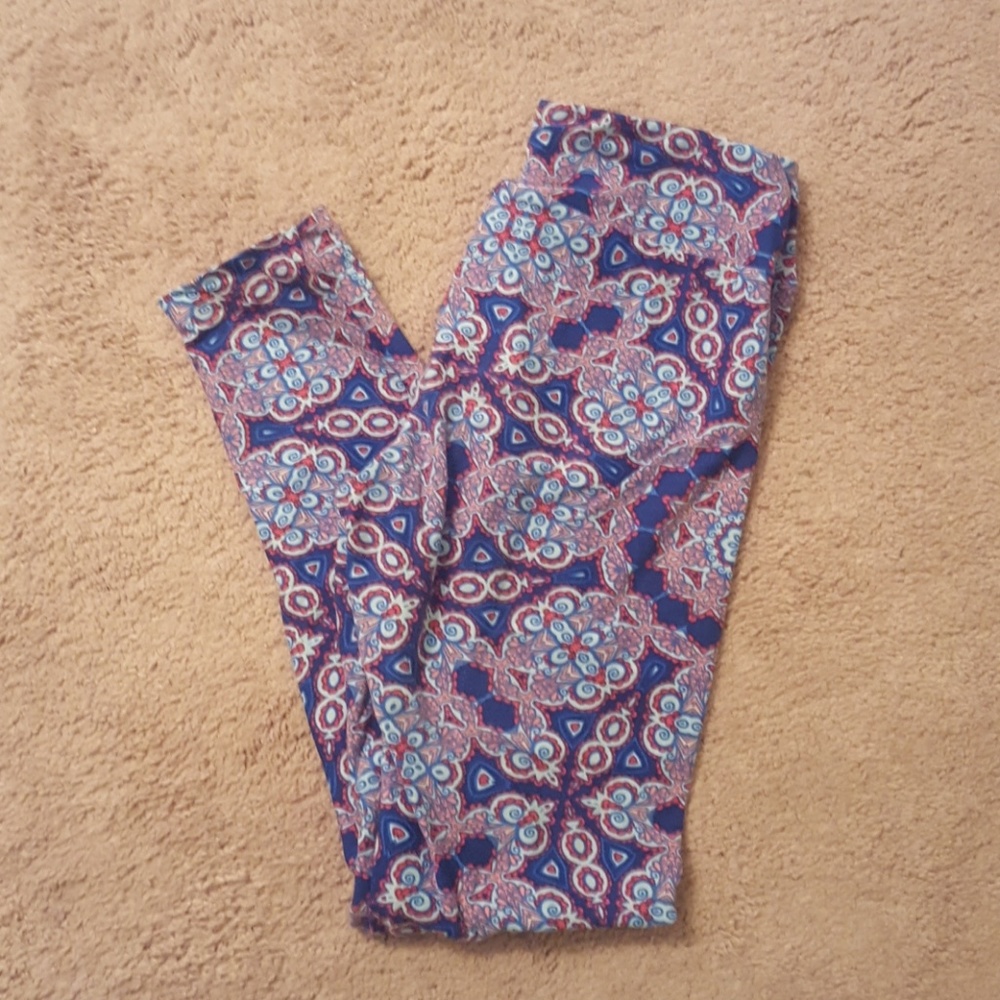 LuLaRoe OS purple and blue leggings